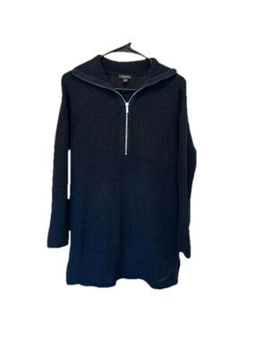 Ann Taylor Factory Black Knit Half Zip Sweater Size Small
